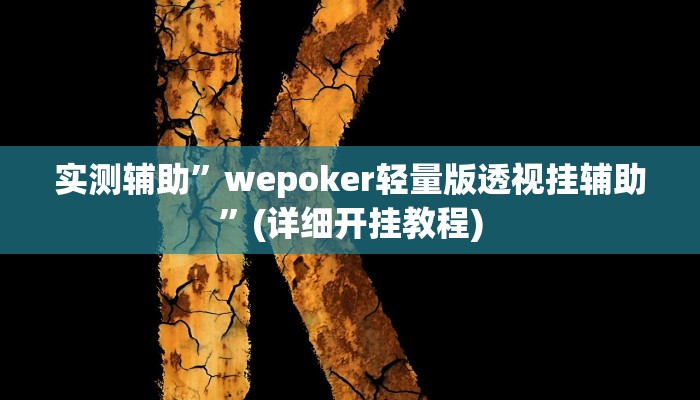 实测辅助”wepoker轻量版透视挂辅助”(详细开挂教程)