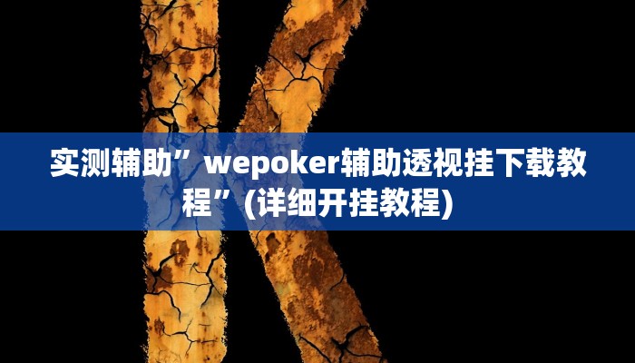 实测辅助”wepoker辅助透视挂下载教程”(详细开挂教程)