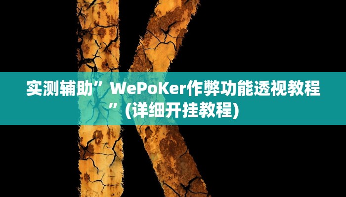 实测辅助”WePoKer作弊功能透视教程”(详细开挂教程)