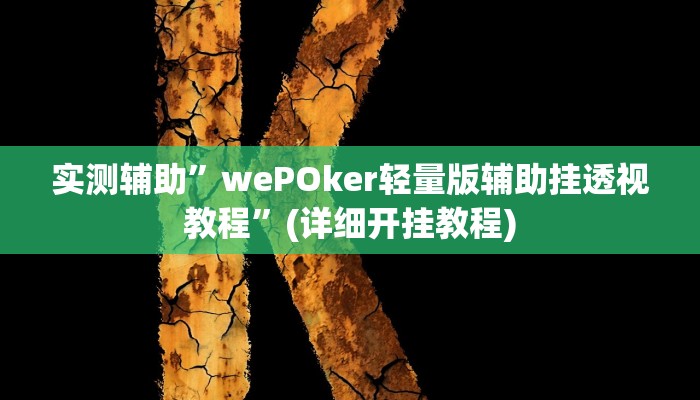 实测辅助”wePOker轻量版辅助挂透视教程”(详细开挂教程)
