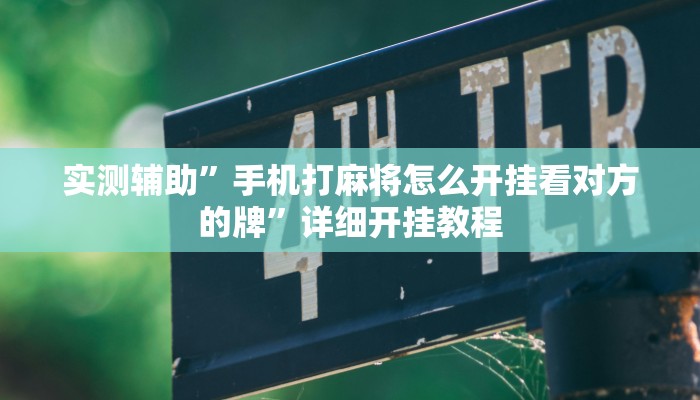 实测辅助”手机打麻将怎么开挂看对方的牌”详细开挂教程
