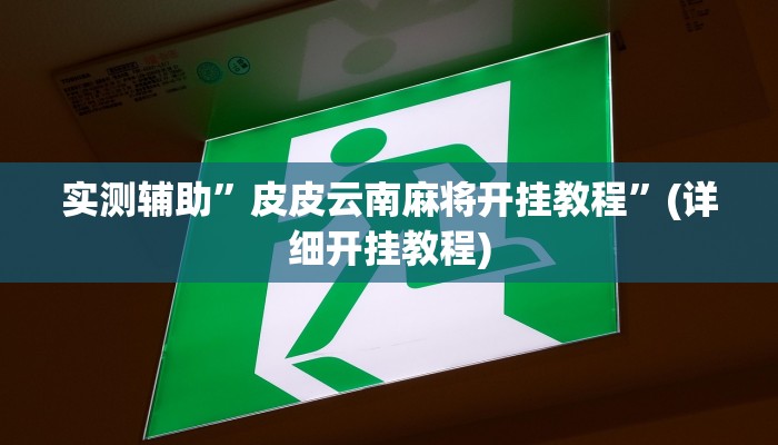 实测辅助”皮皮云南麻将开挂教程”(详细开挂教程)