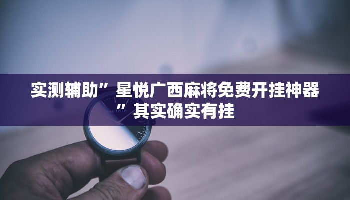 实测辅助”星悦广西麻将免费开挂神器”其实确实有挂