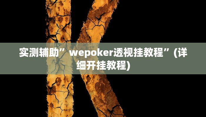 实测辅助”wepoker透视挂教程”(详细开挂教程)
