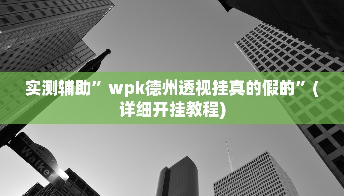 实测辅助”wpk德州透视挂真的假的”(详细开挂教程)