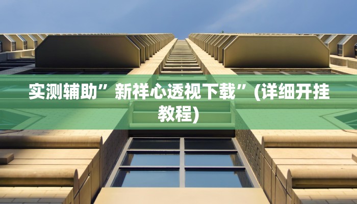实测辅助”新祥心透视下载”(详细开挂教程)