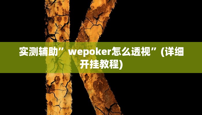 实测辅助”wepoker怎么透视”(详细开挂教程)