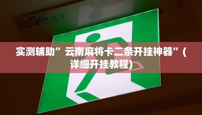 实测辅助”云南麻将卡二条开挂神器”(详细开挂教程)