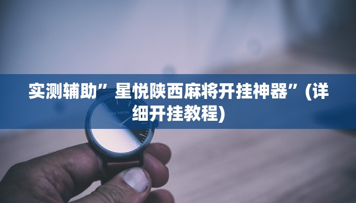 实测辅助”星悦陕西麻将开挂神器”(详细开挂教程)