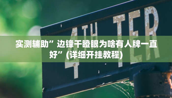 实测辅助”边锋干瞪眼为啥有人牌一直好”(详细开挂教程)