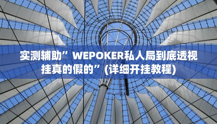 实测辅助”WEPOKER私人局到底透视挂真的假的”(详细开挂教程)